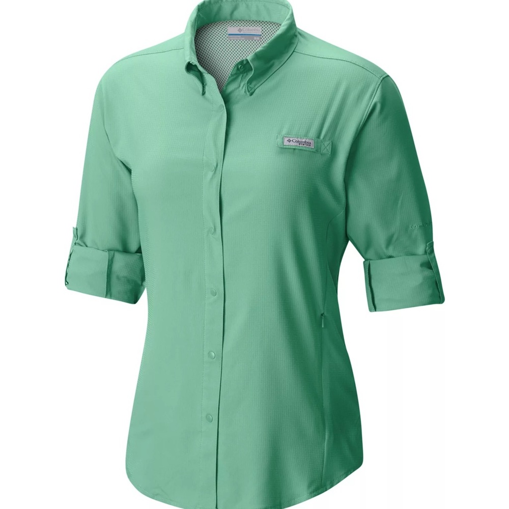 Columbia PFG lime green shirt size small